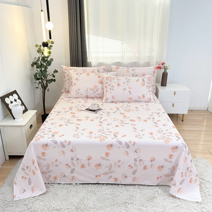 伊而梦蚊帐 2025新款A类老粗布抗菌床单 橙玫瑰-灰