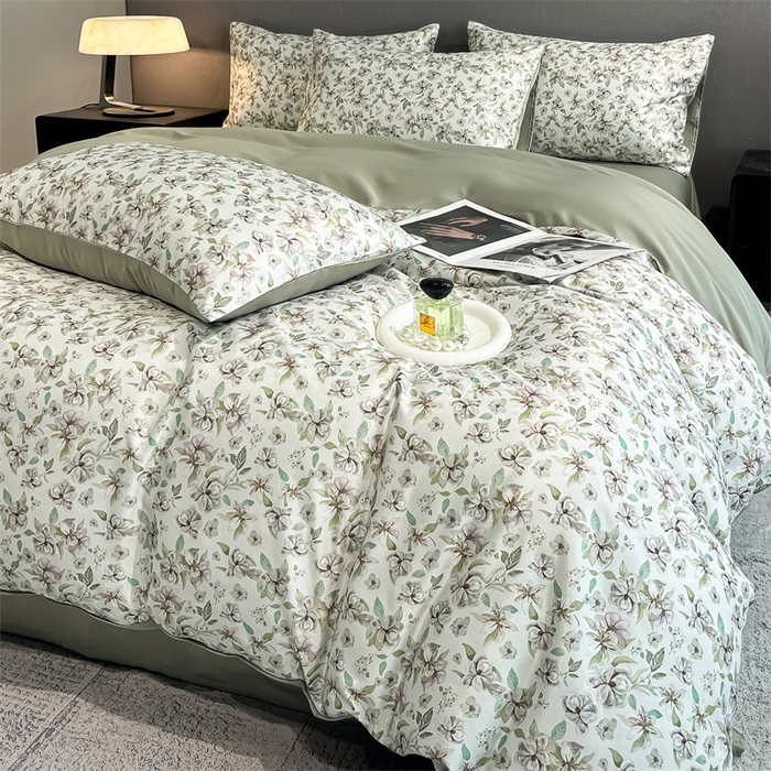 91家纺网 家纺一手货源 找家纺 笙意家纺2025新款水洗冰丝数码印花暗盒款四件套 魅影