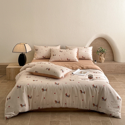 91家纺网 家纺一手货源 找家纺 （总）慕晨 2025新款全棉双层纱四件套莱赛尔纯棉莱赛尔四件套天丝夏季凉感直播