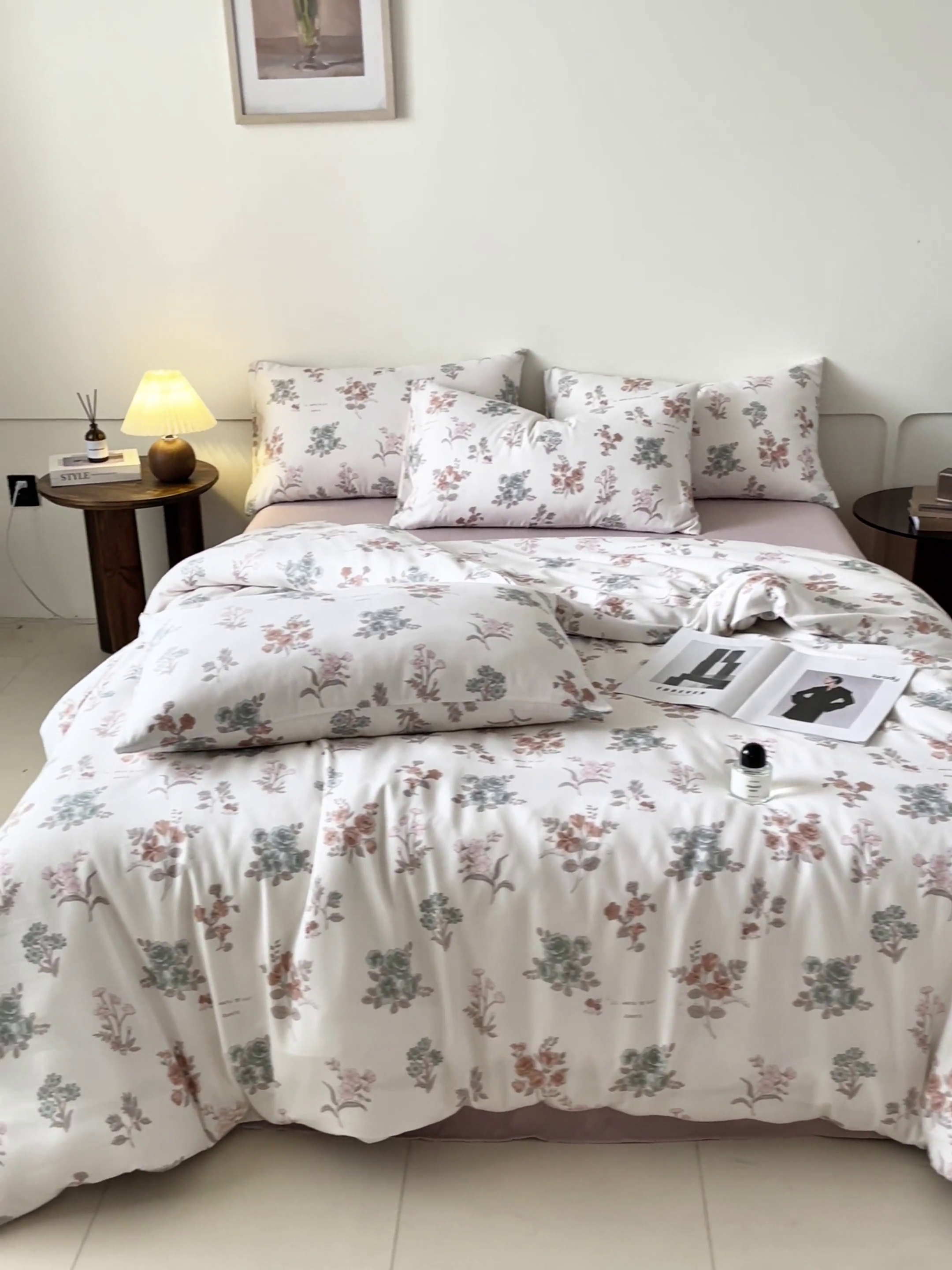 91家纺网 家纺一手货源 找家纺 诺梵家纺 2025新款有氧双层纱印花四件套 梅林春晓