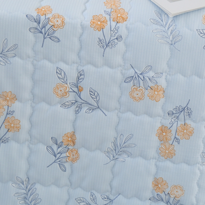 91家纺网 家纺一手货源 找家纺 被多多被业  2025新款小清新印花小竺棉多针绗绣夏凉被 碎花-蓝