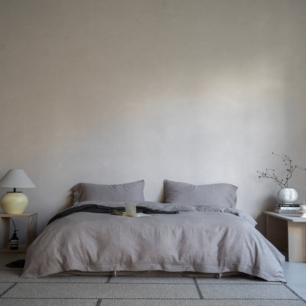 91家纺网 家纺一手货源 找家纺 璞素2025新款全棉色织三层纱四件套-素简 咖色