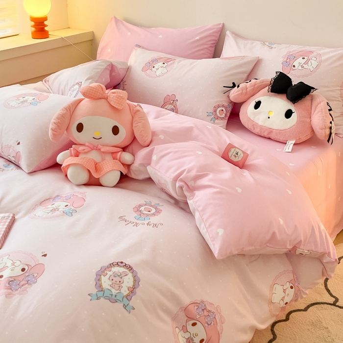 91家纺网 家纺一手货源 找家纺 暮思家居 2025新款正版授权三丽鸥全棉四件套系列四件套 小兔美乐蒂