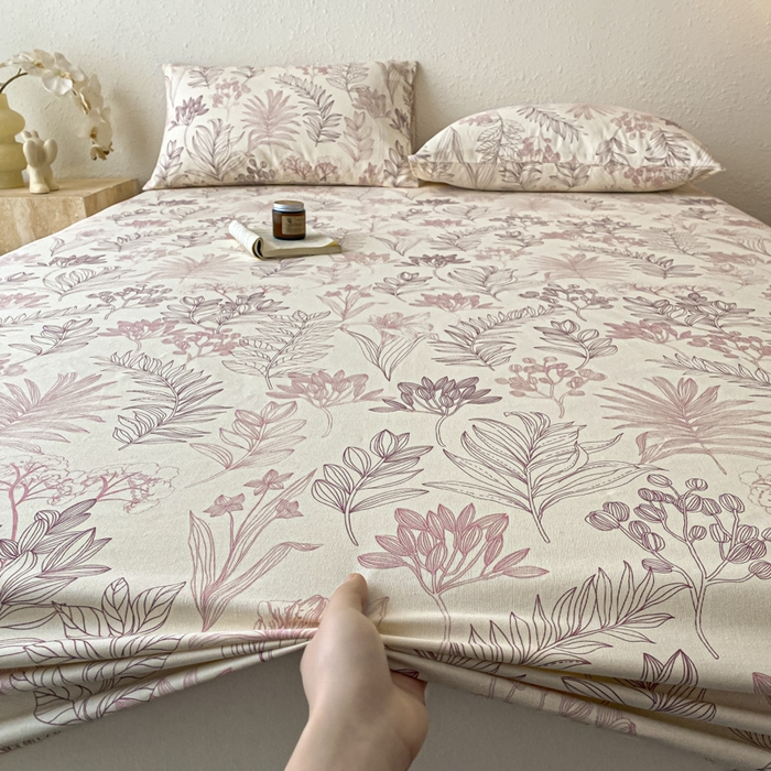 91家纺网 家纺一手货源 找家纺 九亭家纺 2025新款A类全棉老粗布单床笠 繁花-咖