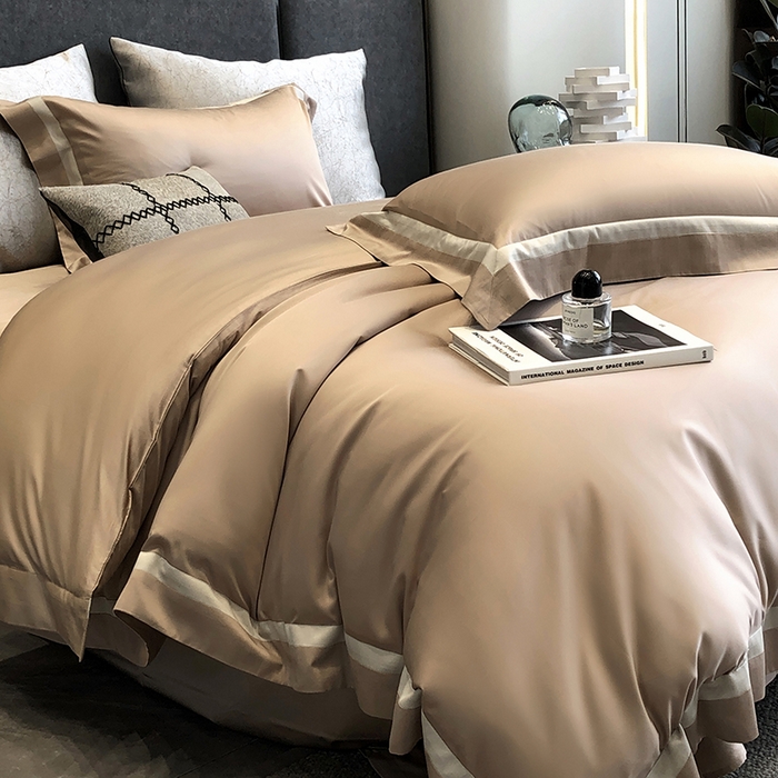 91家纺网 家纺一手货源 找家纺 涞澳家纺 2025新款80天丝棉四件套-凯瑟琳系列 凯瑟琳-摩卡