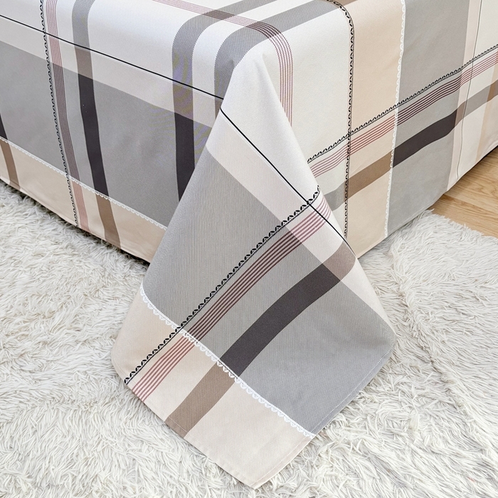 91家纺网 家纺一手货源 找家纺 伊而梦蚊帐 2025新款A类老粗布抗菌床单 时尚格-咖