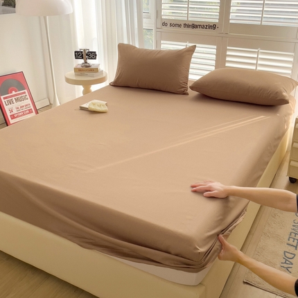 漫时光 2025新款A类40s纯棉水洗棉单品系列-单床笠 奶酪咖