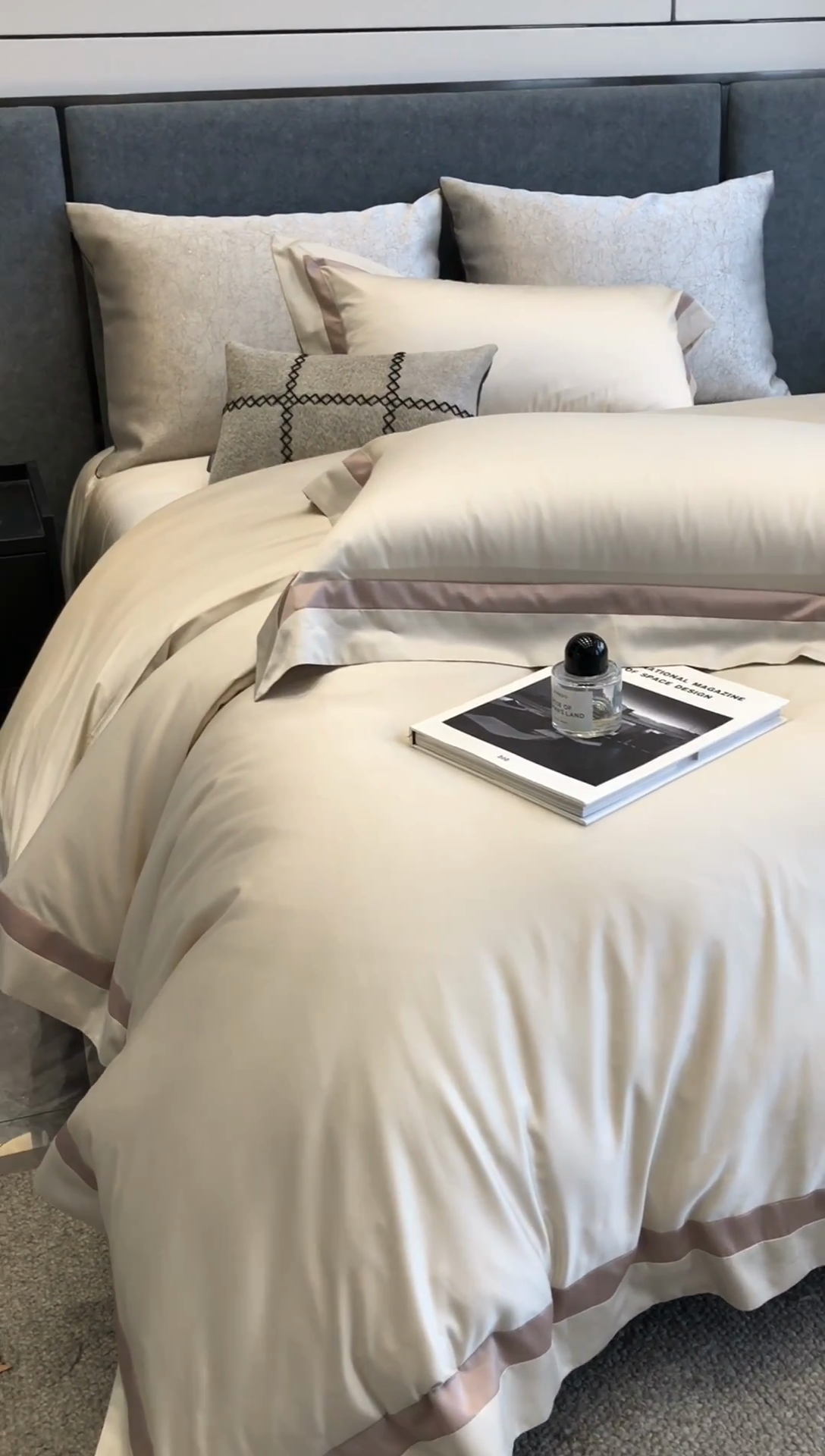 91家纺网 家纺一手货源 找家纺 涞澳家纺 2025新款80天丝棉四件套-凯瑟琳系列 凯瑟琳-燕麦奶