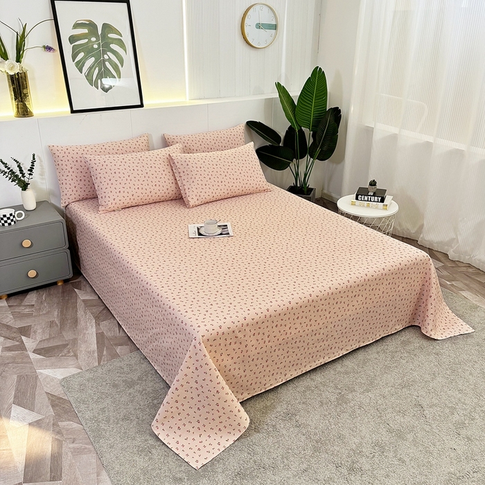 91家纺网 家纺一手货源 找家纺 伊而梦蚊帐 2025新款原棉老粗布床单 粉玫瑰