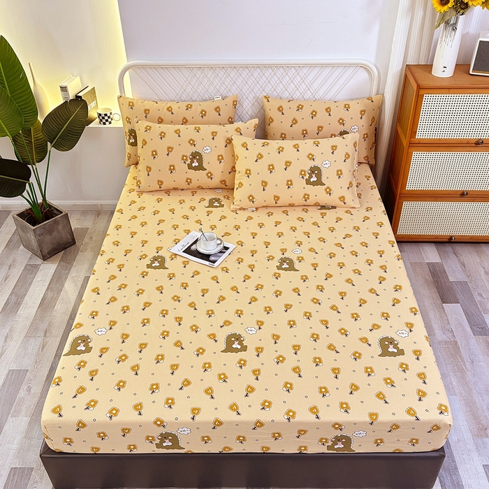 91家纺网 家纺一手货源 找家纺 伊而梦蚊帐 2025新款原棉老粗布床笠 恐龙咖