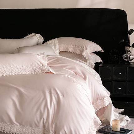 涞澳家纺 2025新款天丝棉花边款四件套--星娜系列 星娜-薇粉