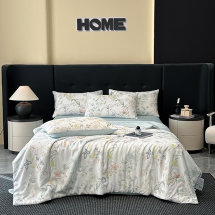 慕晨 2025春夏新品莱赛尔天丝数码印花四件套莱赛尔夏被四件套天丝夏凉被直播热款 雨薇