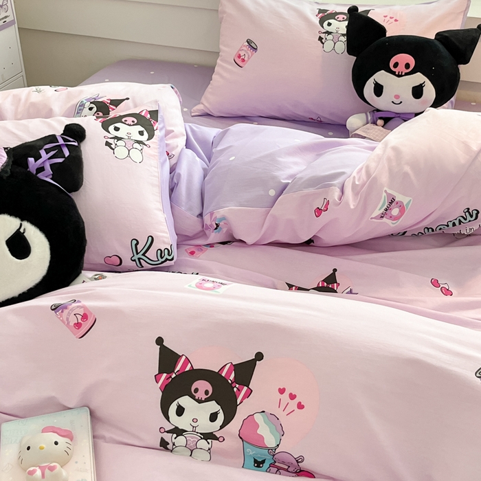 91家纺网 家纺一手货源 找家纺 暮思家居 2025新款正版授权三丽鸥全棉四件套系列四件套 库洛米精灵