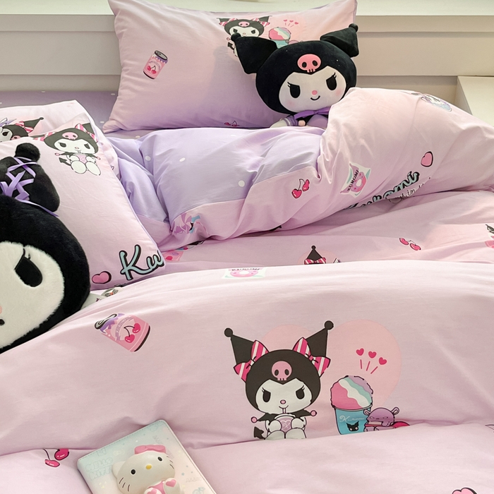 91家纺网 家纺一手货源 找家纺 暮思家居 2025新款正版授权三丽鸥全棉四件套系列四件套 库洛米精灵