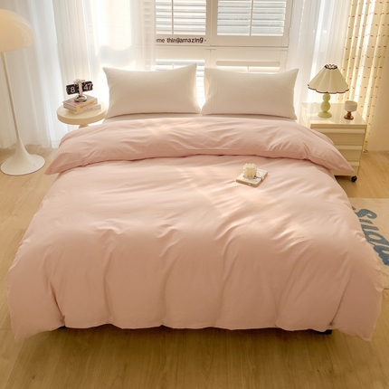 91家纺网 家纺一手货源 找家纺 漫时光 2025新款A类40s纯棉水洗棉单品系列-单被套 奶油粉