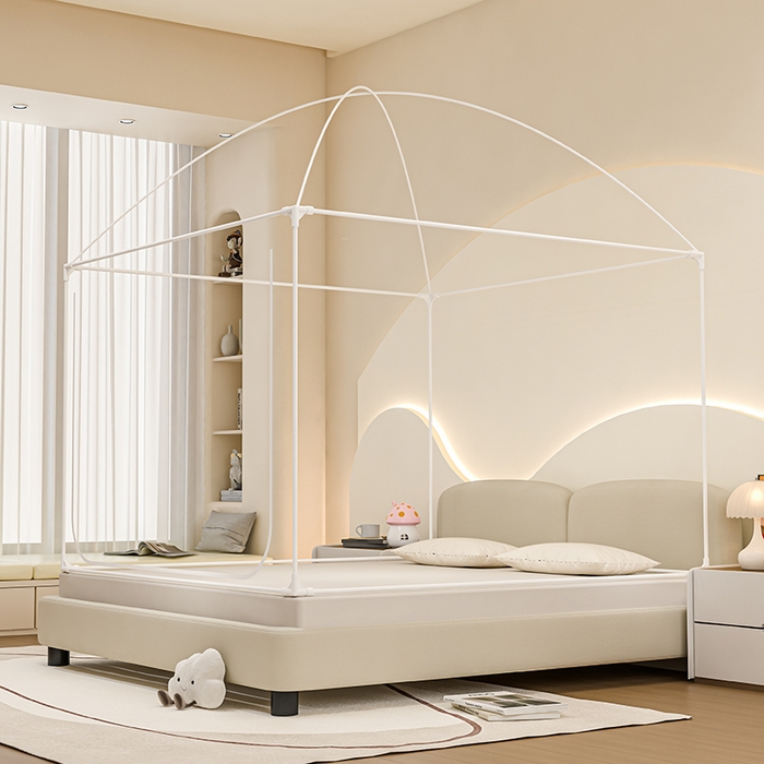 91家纺网 家纺一手货源 找家纺 冉美家纺 2025新款屋顶式遮光防尘防摔蚊帐 呆呆汪-淡雅绿