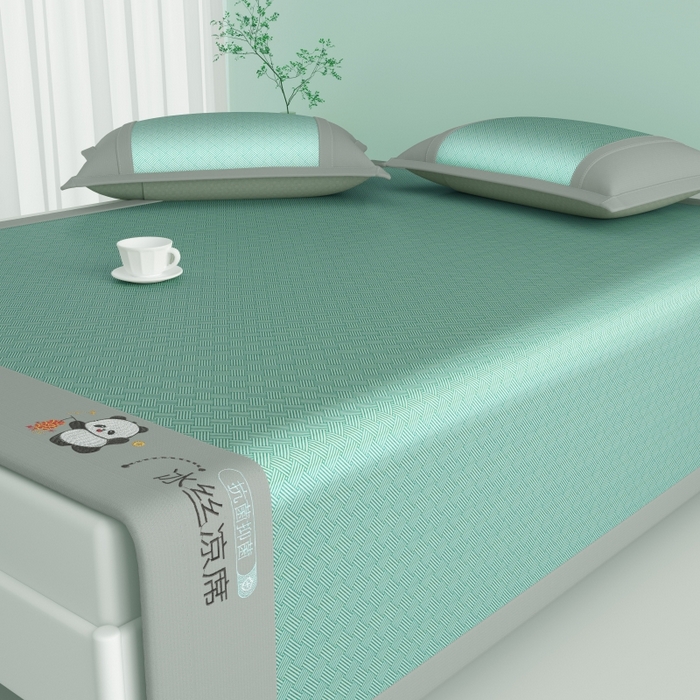 91家纺网 家纺一手货源 找家纺 爱宝被业  2025新款凉感抗菌冰丝席凉席 绿色