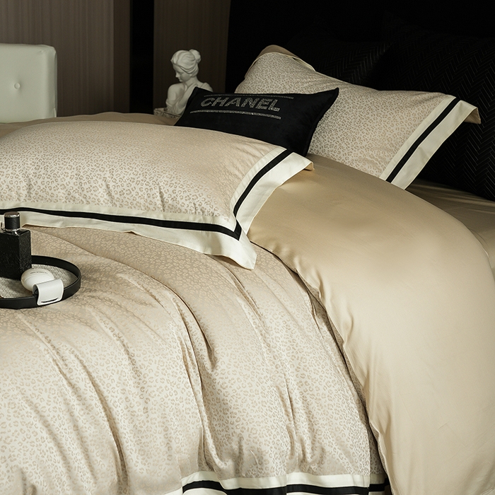 91家纺网 家纺一手货源 找家纺 涞澳家纺 2025新款天丝棉色织提花四件套 娇奈儿-浅瓦金