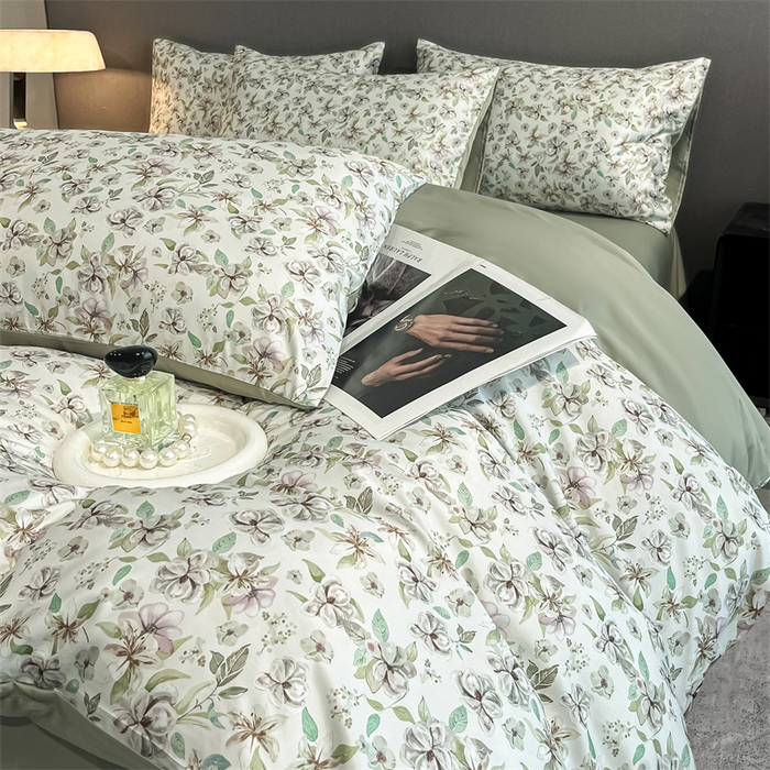 91家纺网 家纺一手货源 找家纺 笙意家纺2025新款水洗冰丝数码印花暗盒款四件套 魅影