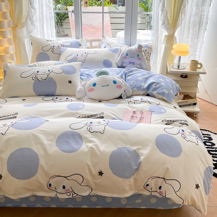 91家纺网 家纺一手货源 找家纺 暮思家居 2025新款正版授权三丽鸥全棉四件套系列四件套 萌萌玉贵狗