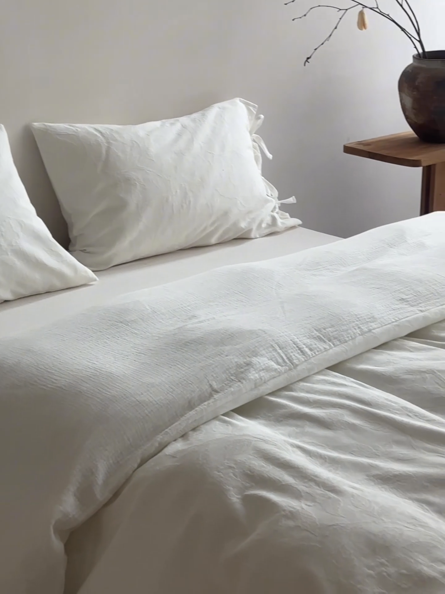 91家纺网 家纺一手货源 找家纺 璞素2025新款全棉色织三层纱四件套-半谷·清荷 清荷