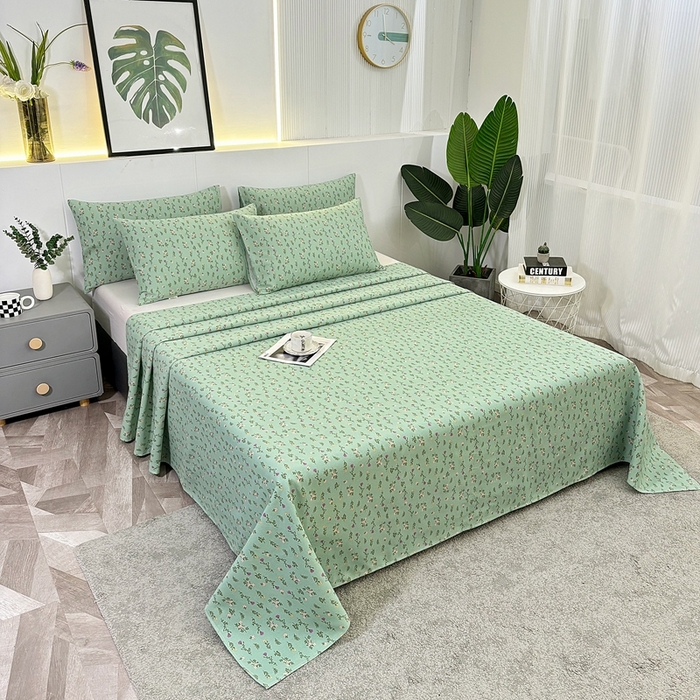 91家纺网 家纺一手货源 找家纺 伊而梦蚊帐 2025新款原棉老粗布床单 绿满园