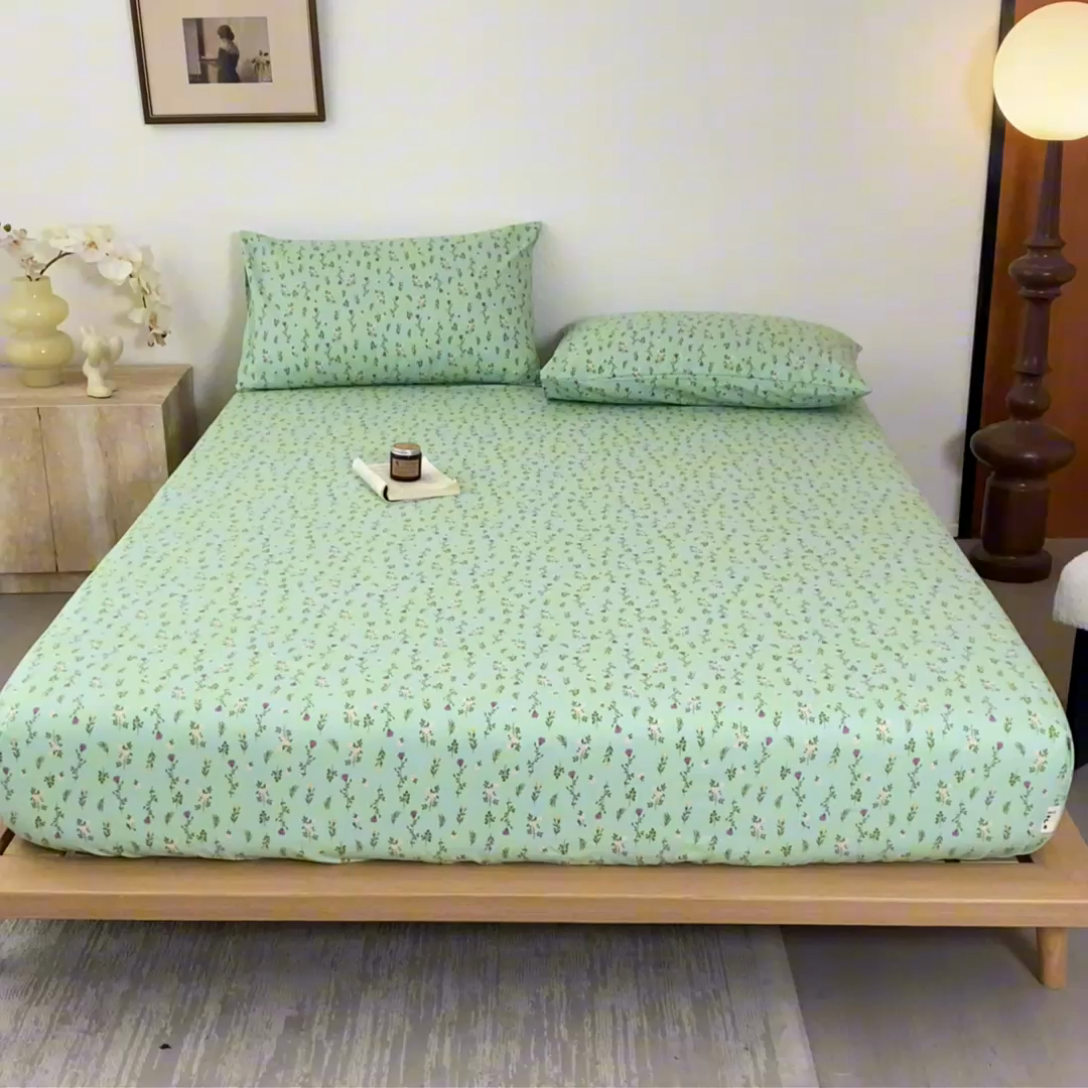 91家纺网 家纺一手货源 找家纺 九亭家纺 2025新款A类全棉老粗布单床笠 初夏