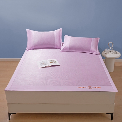 91家纺网 家纺一手货源 找家纺 航途席业 2025新款小熊藤冰丝凉席 快乐熊青紫