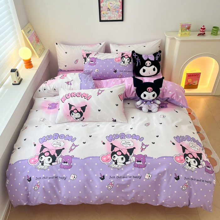 91家纺网 家纺一手货源 找家纺 暮思家居 2025新款正版授权三丽鸥全棉四件套系列四件套 美美库洛米