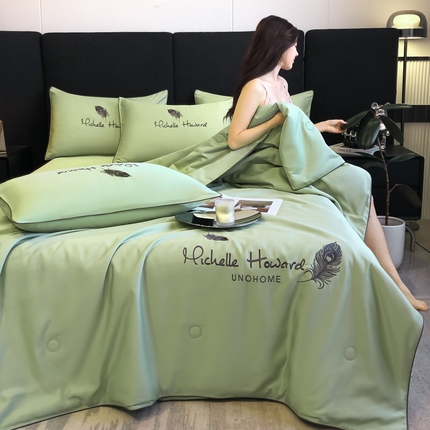 91家纺网 家纺一手货源 找家纺 （总）吾诺 2025 双拼及羽毛刺绣夏被四件套绣花夏被水洗天丝夏被水洗真丝夏凉被空调被