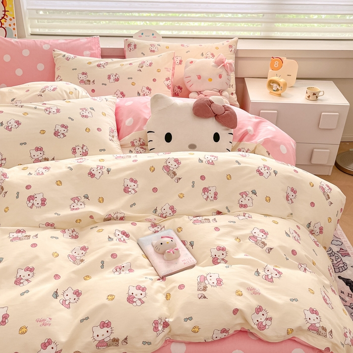 91家纺网 家纺一手货源 找家纺 暮思家居 2025新款正版授权三丽鸥全棉四件套系列四件套 篮球凯蒂