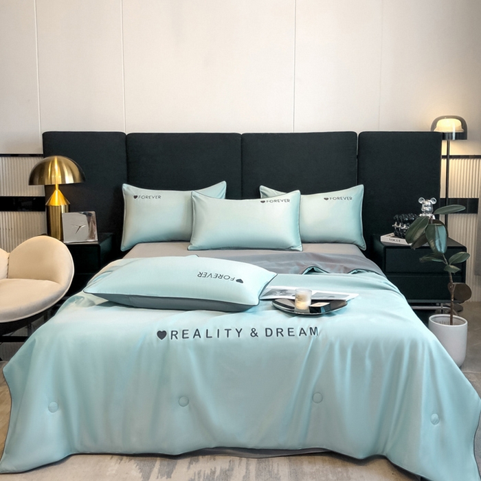 91家纺网 家纺一手货源 找家纺 （总）吾诺 2025 双拼及羽毛刺绣夏被四件套绣花夏被水洗天丝夏被水洗真丝夏凉被空调被