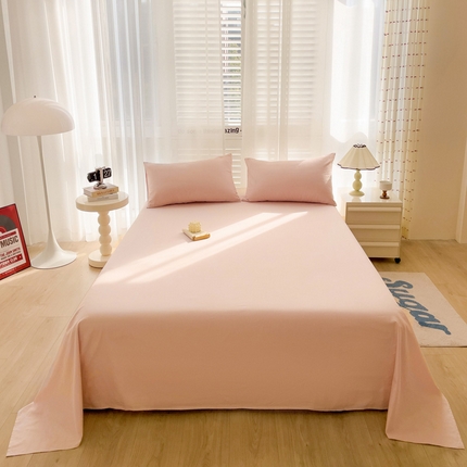 91家纺网 家纺一手货源 找家纺 漫时光 2025新款A类40s纯棉水洗棉单品系列-单床单 奶油粉