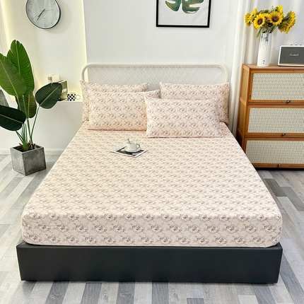 91家纺网 家纺一手货源 找家纺 伊而梦蚊帐 2025新款原棉老粗布床笠 玫瑰格