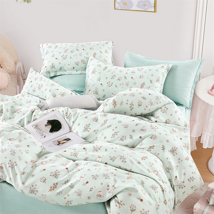 91家纺网 家纺一手货源 找家纺 （总）畅畅家纺 2025新款春夏活性小清新印花云锦棉四件套