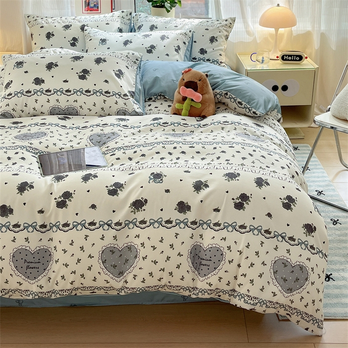 91家纺网 家纺一手货源 找家纺 盛秋家纺 2025新款卡通单被套 着迷+爱心结