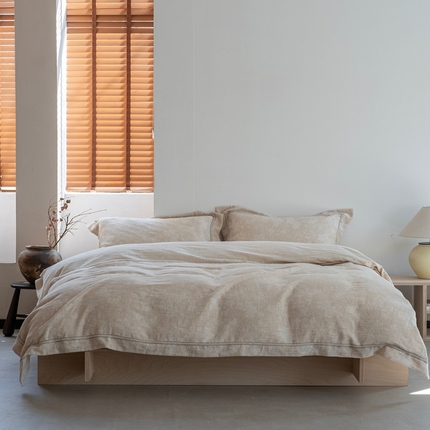 91家纺网 家纺一手货源 找家纺 （总）璞素2025新款棉麻四件套-丁香