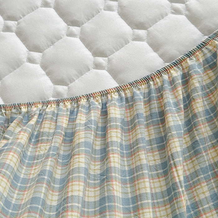 91家纺网 家纺一手货源 找家纺 铭成家纺 2025新款A类亲肤纯棉加厚床笠 简兮蓝