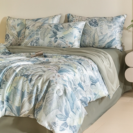 91家纺网 家纺一手货源 找家纺 （总）梦幻之城 2025新款水洗真丝数码印花简易款夏被四件套