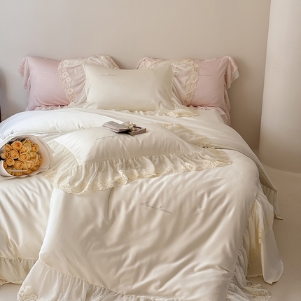 涞澳家纺 2025新款亲肤舒适天丝棉四件套-云初系列 云初-奶酪白