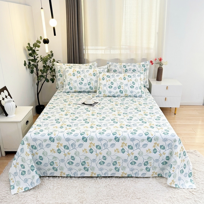 91家纺网 家纺一手货源 找家纺 伊而梦蚊帐 2025新款A类老粗布抗菌床单 挂金锁-绿