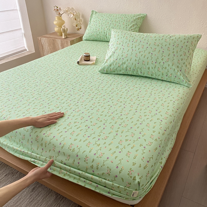 91家纺网 家纺一手货源 找家纺 九亭家纺 2025新款A类全棉老粗布单床笠 初夏