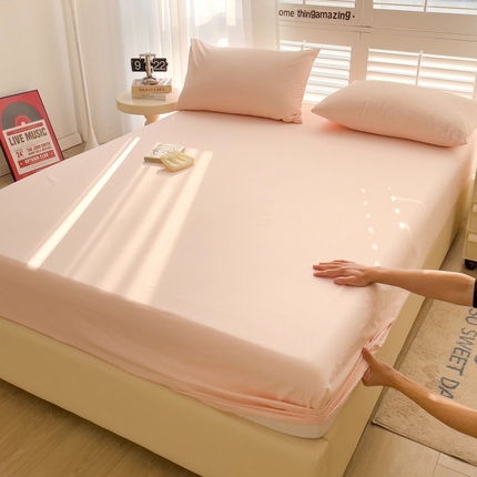 漫时光 2025新款A类40s纯棉水洗棉单品系列-单床笠 奶油粉