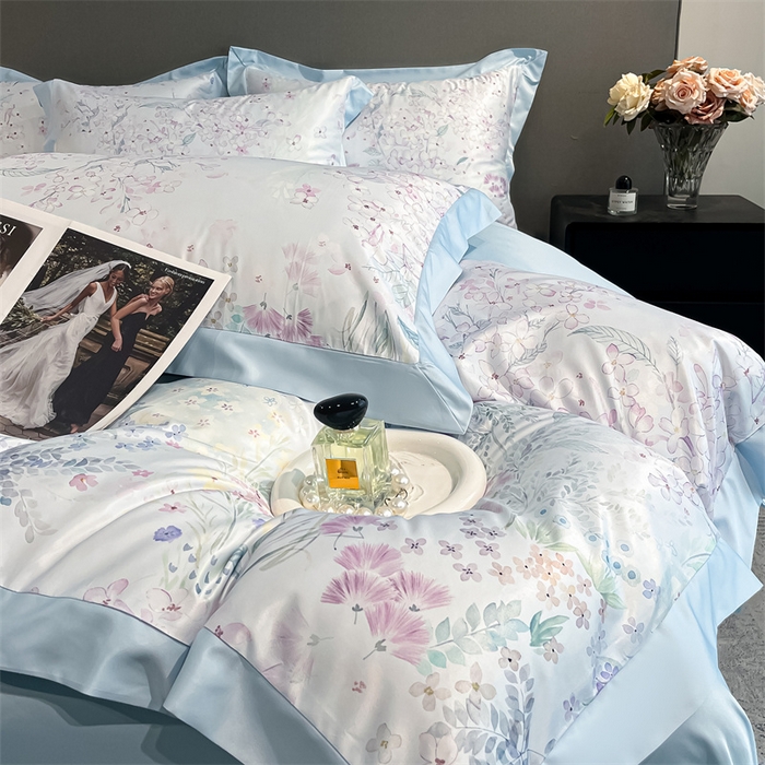 91家纺网 家纺一手货源 找家纺 笙意家纺 2025新款水洗冰丝数码印花宽边四件套 思绪