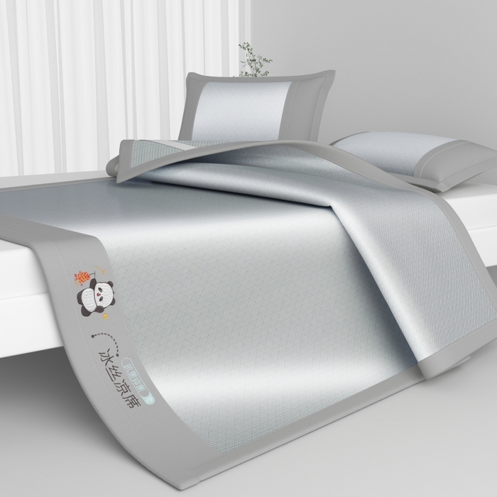 91家纺网 家纺一手货源 找家纺 爱宝被业  2025新款凉感抗菌冰丝席凉席 灰色