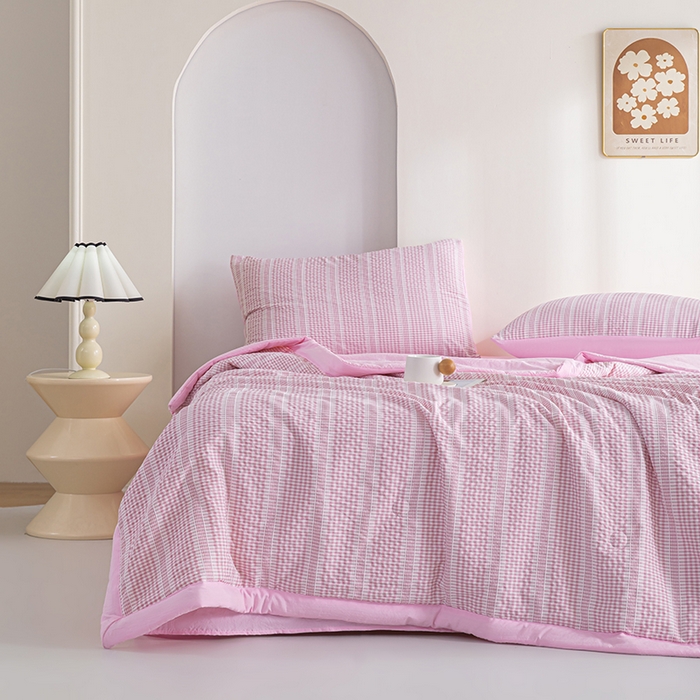 91家纺网 家纺一手货源 找家纺 （总）吾诺 2025 韩式立体提花公主格大豆夏被子被芯夏凉被夏被四件套