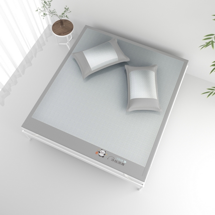 91家纺网 家纺一手货源 找家纺 爱宝被业  2025新款凉感抗菌冰丝席凉席 灰色