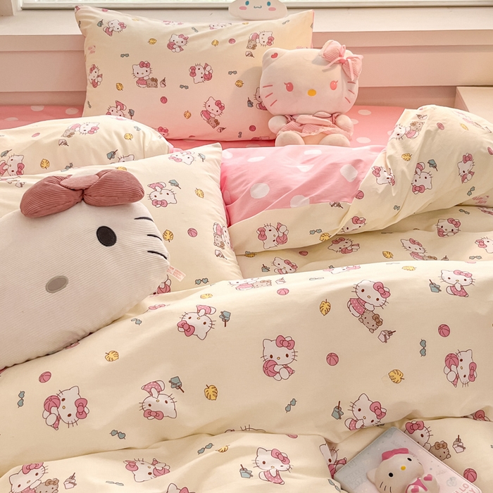 91家纺网 家纺一手货源 找家纺 暮思家居 2025新款正版授权三丽鸥全棉四件套系列四件套 篮球凯蒂