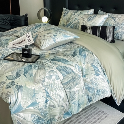 91家纺网 家纺一手货源 找家纺 （总）梦幻之城 2025新款水洗真丝数码印花简易款四件套