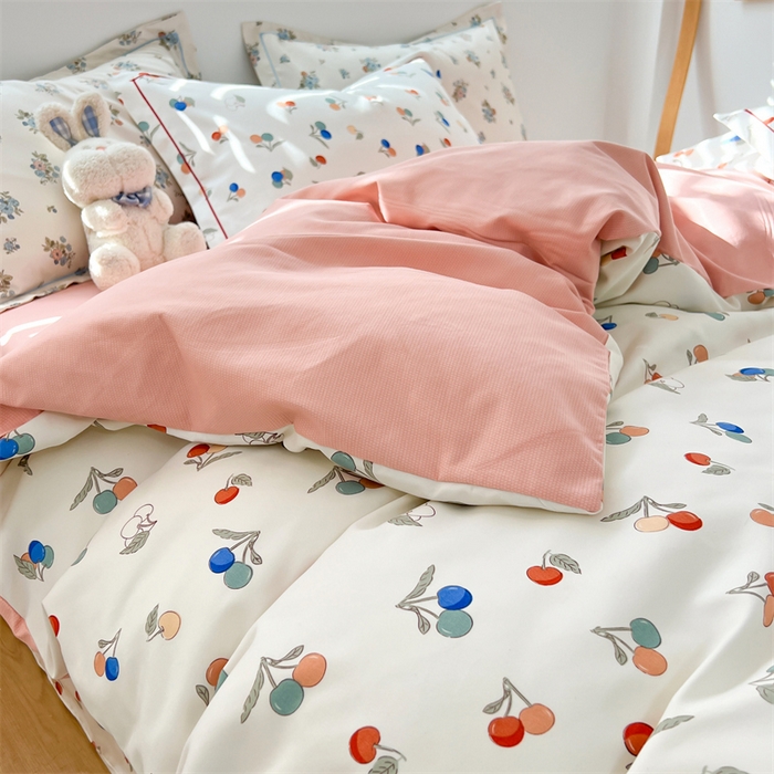 91家纺网 家纺一手货源 找家纺 （总）畅畅家纺 2025新款春夏活性小清新印花云锦棉四件套